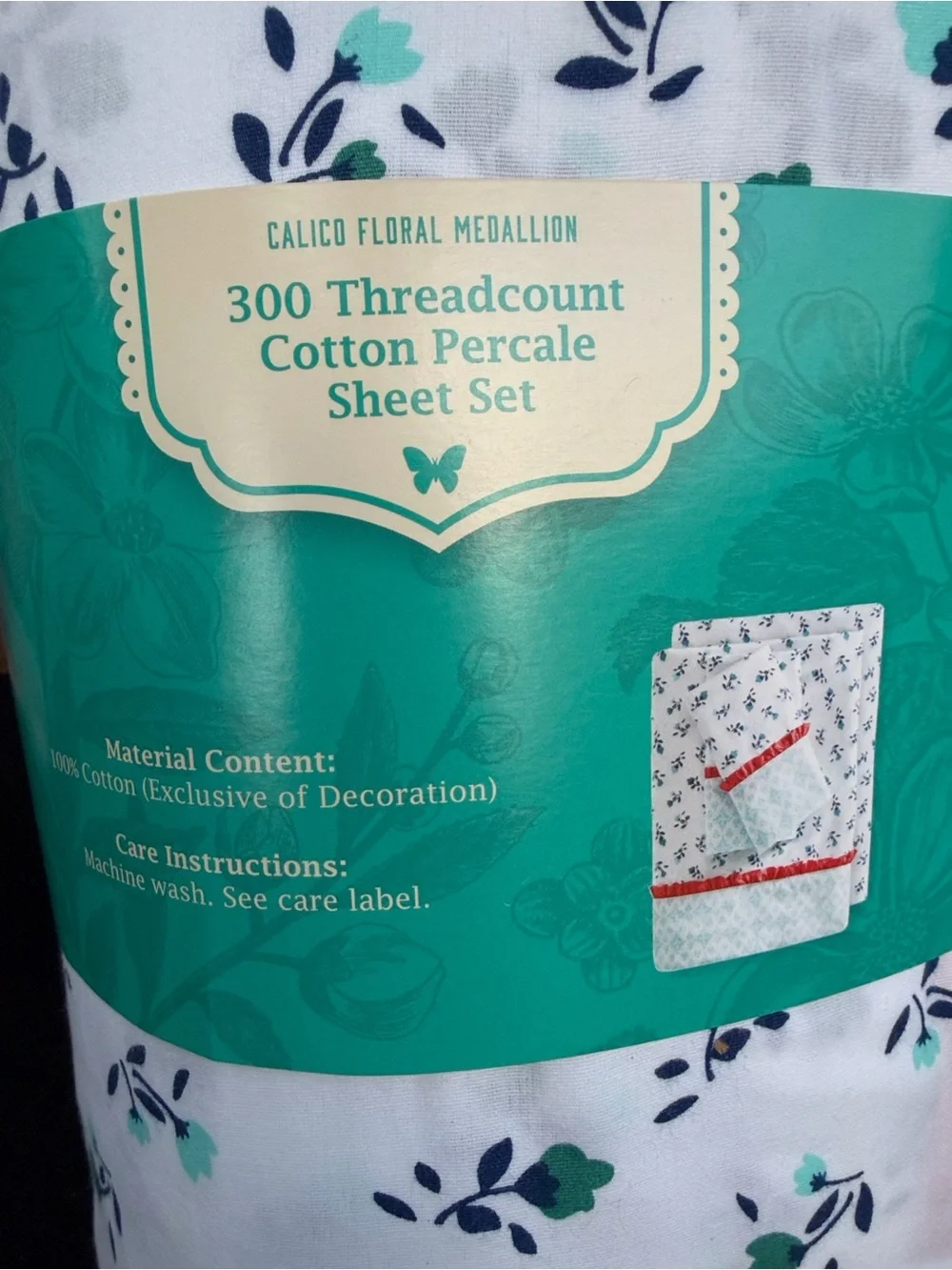 KING The Pioneer Woman Calico Floral Medallion Cotton Percale Sheet Set Sheets